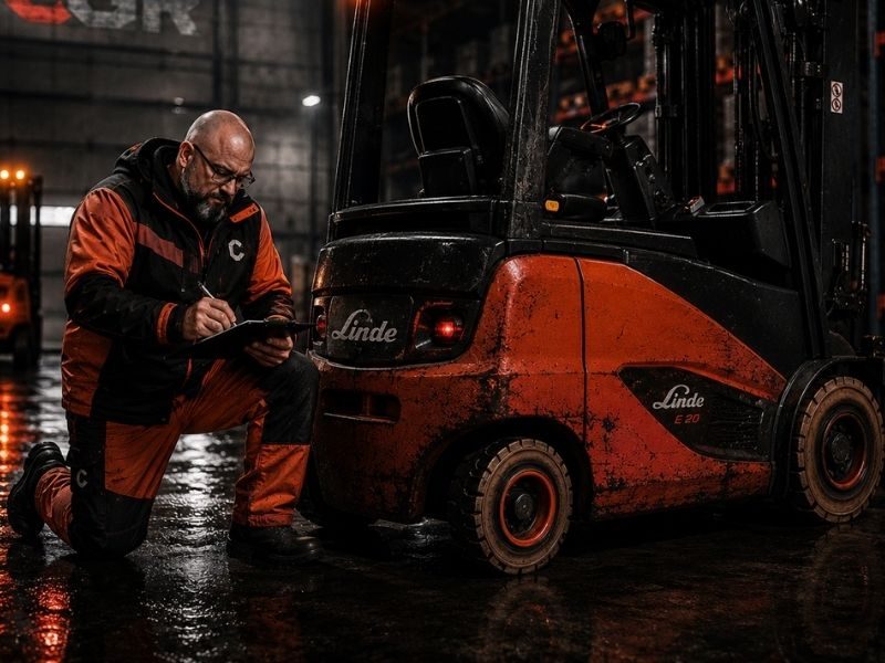 Byttepris og vurdering af brugte maskiner - Centrum Gruppen vurderer en Linde E20 gaffeltruck i Horsens