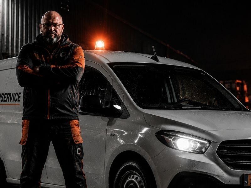 Maskinservice Horsens - servicetekniker fra Centrum Gruppen klar med mobil service-bil til reparation og eftersyn